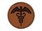 Caduceus Health Medical Symbol Round Iron-On Engraved Faux Leather Patch Applique - 2.5"